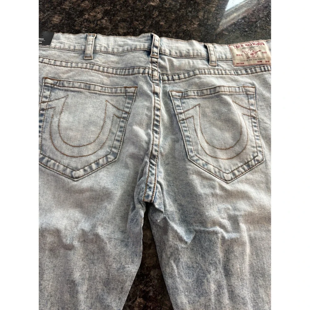 True Religion Rocco Relaxed Skinny Jeans Light Show Blue Acid Wash Mens 44 10559